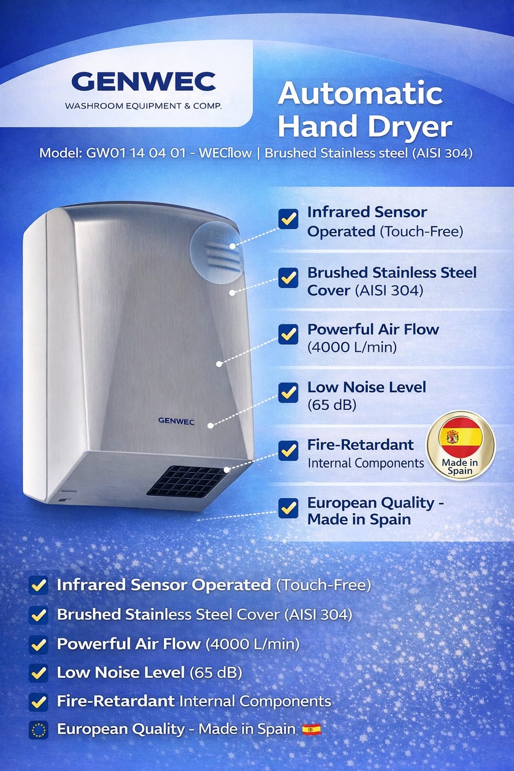 GENWEC Automatic Hand Dryer | GW01 14 04 01 - Image 3